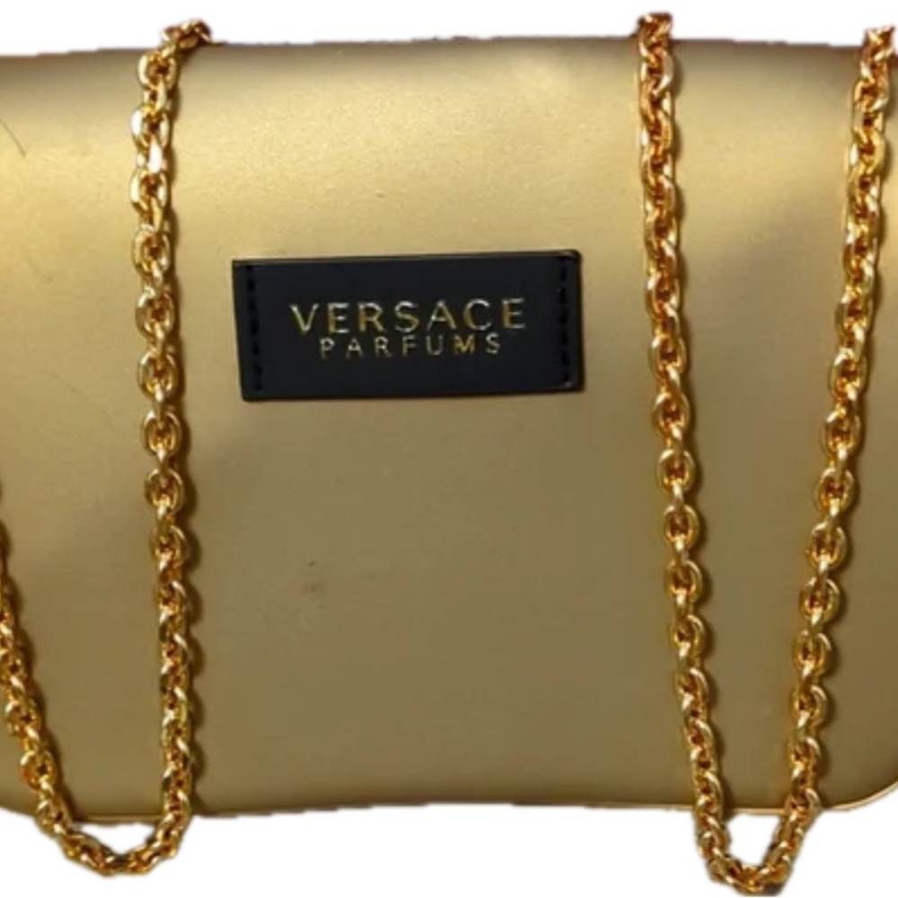 Versace Gold Pouch Clutch/Crossbody, comes with unbranded chain & Versace Box